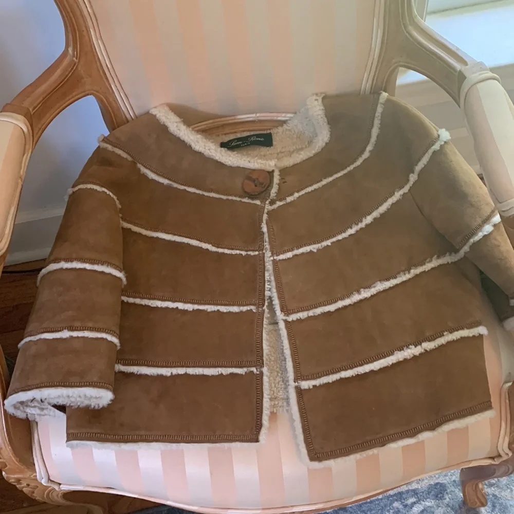 Designer Shearling Fur cropped jacket Sam Rone S 6 - Picture 4 of 10